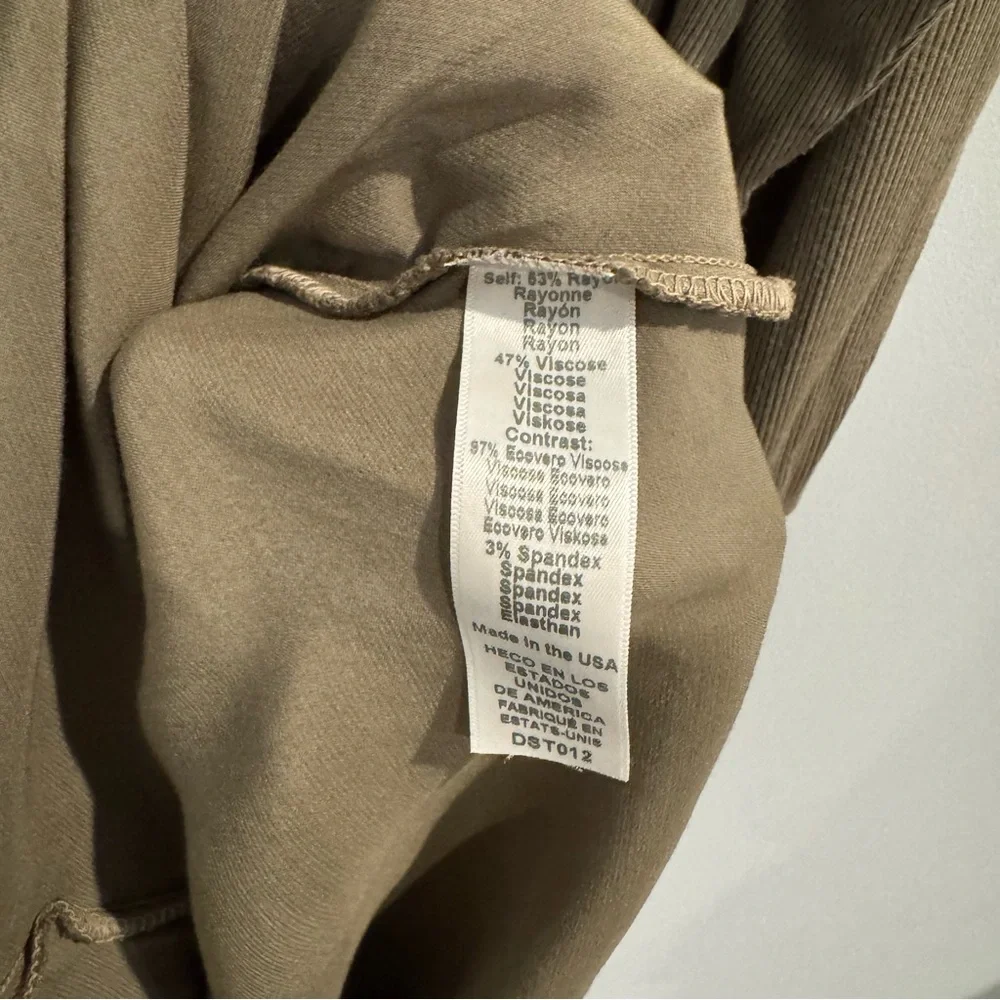 Michael Stars Nadia Mixed Fabric Satin Midi Dress in Olive Green, Size S - Picture 9 of 12